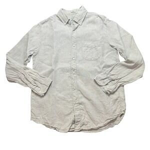 J Crew Mens Slim Fit Irish Linen Button Down Shirt Long Sleeve Tan Medium